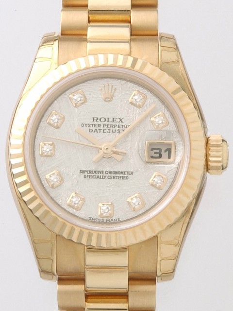 ロレックススーパーコピー ROLEX パーペチュアル デイトジャスト レディース 179175G プレジデントブレス メテオライト