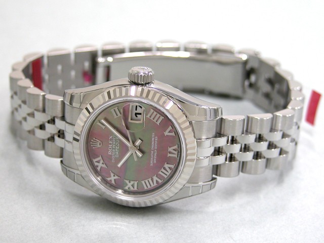 ロレックススーパーコピー ROLEX パーペチュアル デイトジャスト レディース 179174NR ブラックシェルローマ