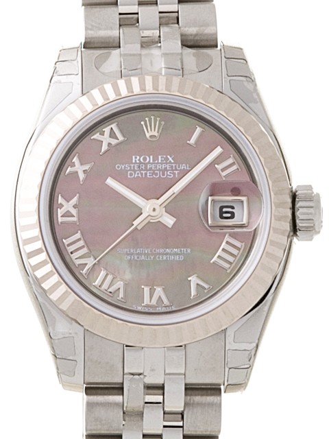 ロレックススーパーコピー ROLEX パーペチュアル デイトジャスト レディース 179174NR ブラックシェルローマ