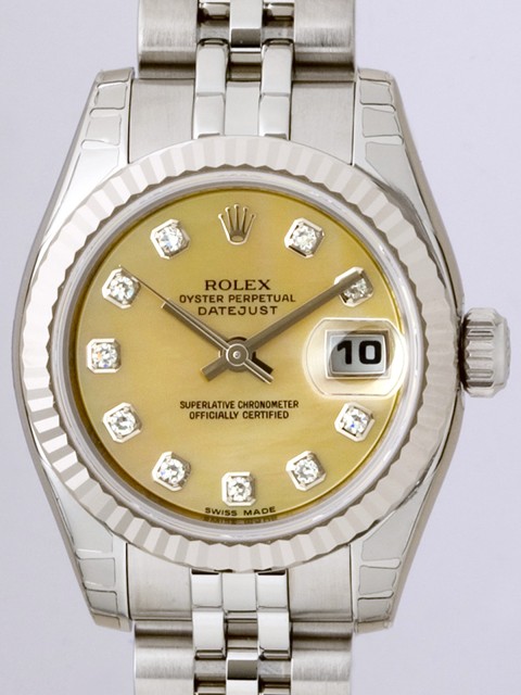 ロレックススーパーコピー ROLEX パーペチュアル デイトジャスト レディース 179174NG イエローシェル