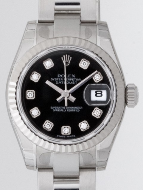 ロレックススーパーコピー ROLEX パーペチュアル デイトジャスト レディース 179174G オイスターブレス ブラック
