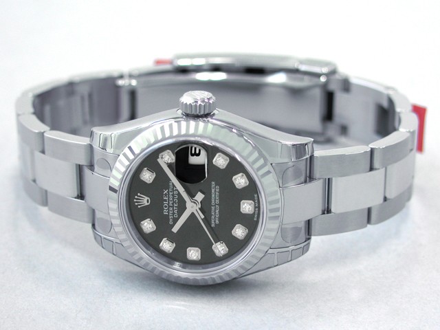 ロレックススーパーコピー ROLEX パーペチュアル デイトジャスト レディース 179174G オイスターブレス ブラック