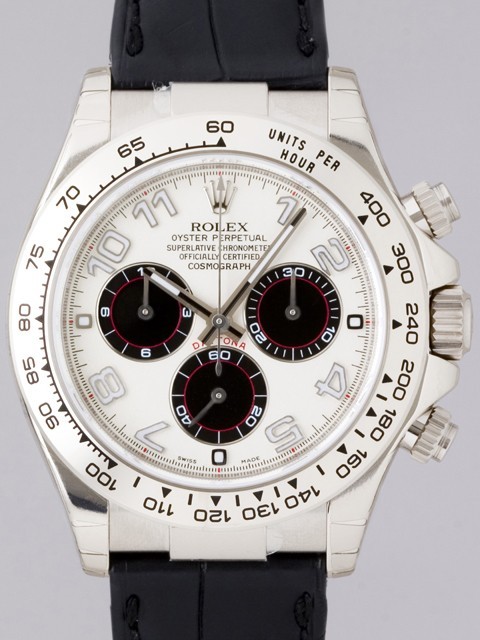 ロレックスコピー ROLEX デイトナ 116519 黒皮 ホワイトアラビア/黒目