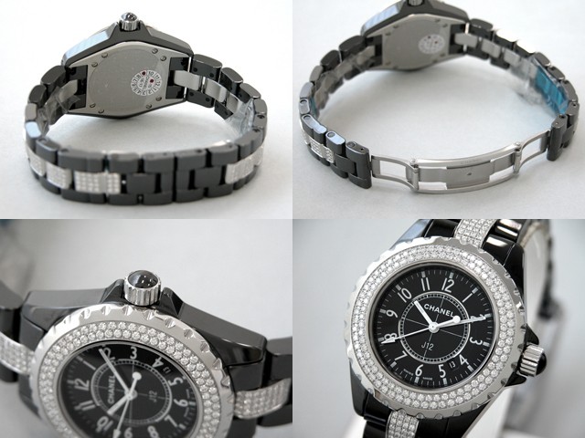 シャネルスーパーコピー j12 H1338 33mm ブラックセラミックブレス ダイヤベゼル センターダイヤブレス