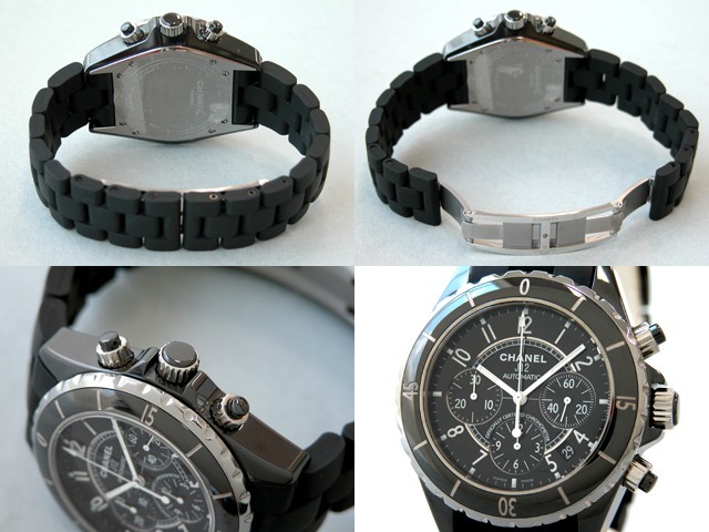 シャネルスーパーコピー CHANEL j12 H0939 41mm クロノグラフ ブラックラバーブレス ブラック