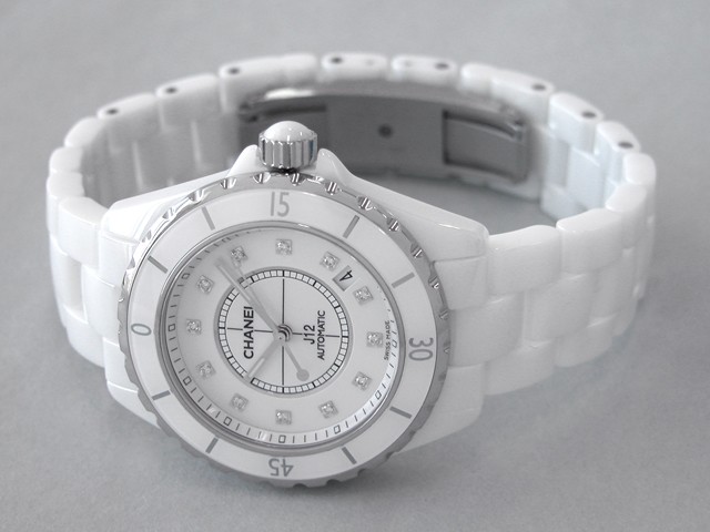 シャネルスーパーコピー j12 H1629 38mm ホワイトセラミックブレス 12Pダイヤ ホワイト 自動巻