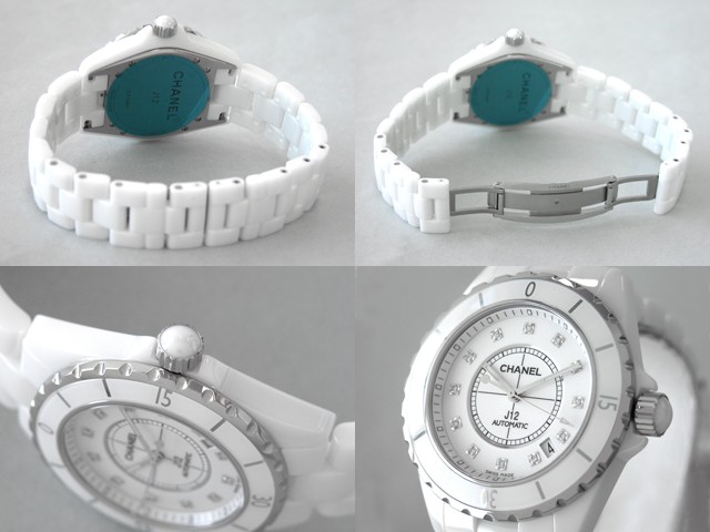 シャネルスーパーコピー j12 H1629 38mm ホワイトセラミックブレス 12Pダイヤ ホワイト 自動巻