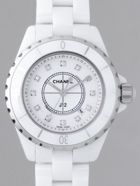 シャネルスーパーコピー j12 H1628 33mm ホワイトセラミックブレス 12Pダイヤ ホワイト