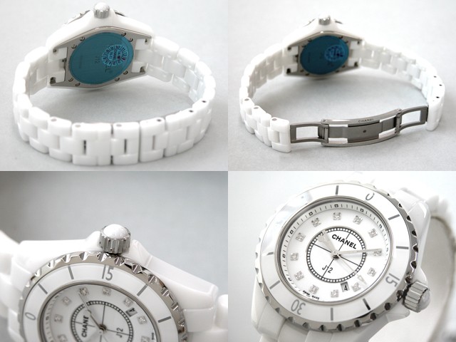 シャネルスーパーコピー j12 H1628 33mm ホワイトセラミックブレス 12Pダイヤ ホワイト