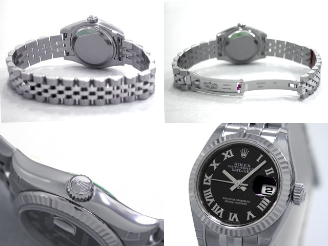 ロレックススーパーコピー ROLEX パーペチュアル デイトジャスト レディース 179174 ブラックビッグローマ