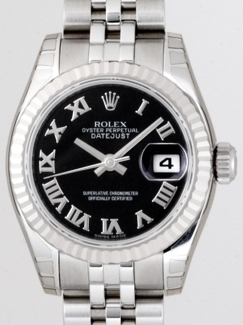 ロレックススーパーコピー ROLEX パーペチュアル デイトジャスト レディース 179174 ブラックビッグローマ