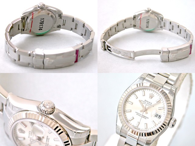 ロレックススーパーコピー ROLEX パーペチュアル デイトジャスト レディース 179174 オイスターブレス シルバーバー