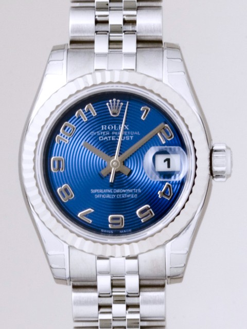 ロレックススーパーコピー ROLEX パーペチュアル デイトジャスト レディース 179174 ブルーコンセントリックアラビア