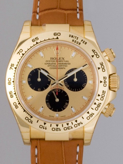 ロレックススーパーコピー ROLEX デイトナ 116518 茶皮 金／黒目 自動巻