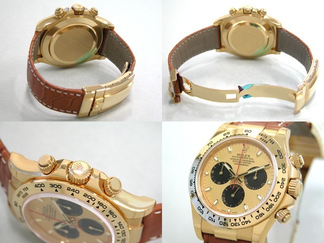 ロレックススーパーコピー ROLEX デイトナ 116518 茶皮 金／黒目 自動巻
