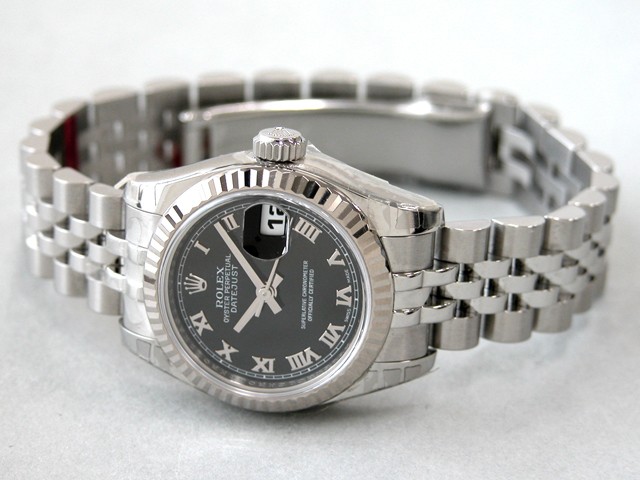 ロレックススーパーコピー ROLEX パーペチュアル デイトジャスト レディース 179174 ブラックローマ