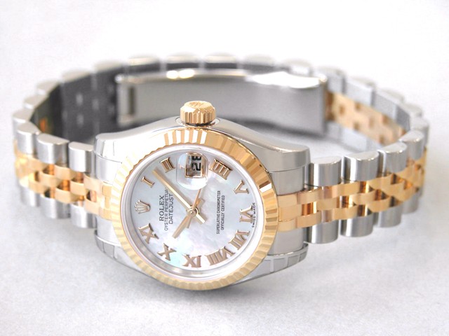 ロレックススーパーコピー ROLEX パーペチュアル デイトジャスト レディース 179173NR ホワイトシェルローマ