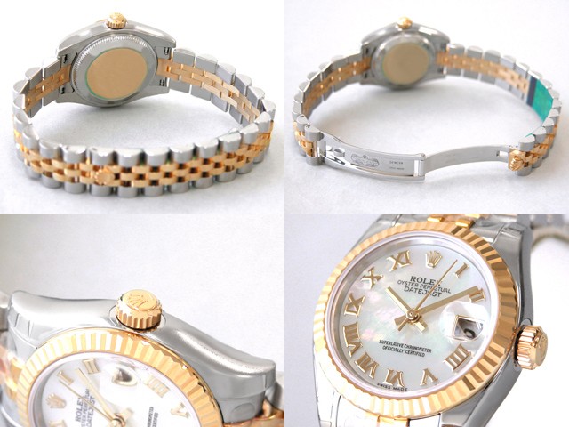 ロレックススーパーコピー ROLEX パーペチュアル デイトジャスト レディース 179173NR ブラックシェルローマ
