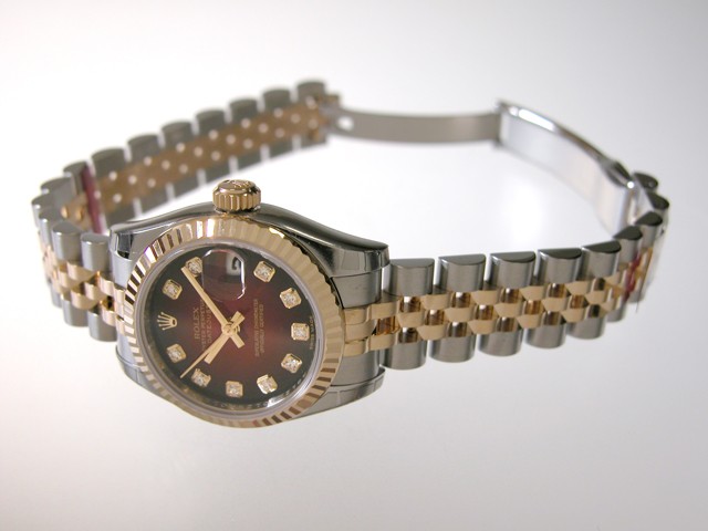 ロレックススーパーコピー ROLEX パーペチュアル デイトジャスト レディース 179173G レッドグラデーション