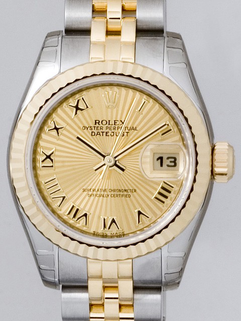 ロレックススーパーコピー ROLEX パーペチュアル デイトジャスト レディース 179173 シャンパンサンビームローマ