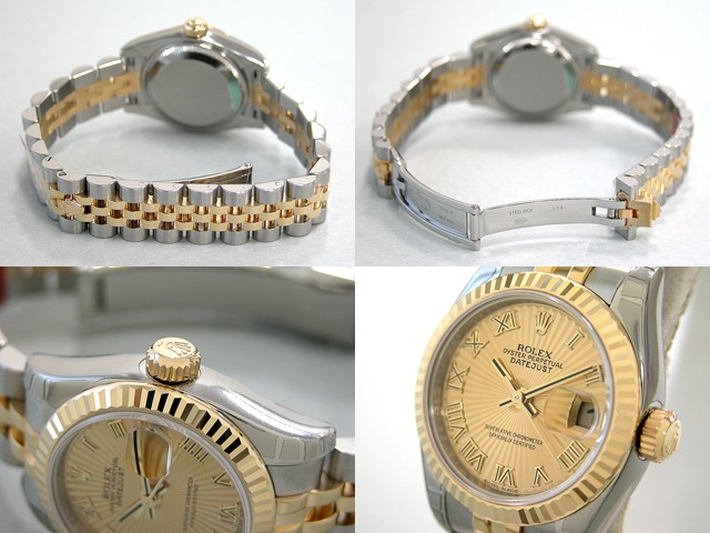 ロレックススーパーコピー ROLEX パーペチュアル デイトジャスト レディース 179173 シャンパンサンビームローマ