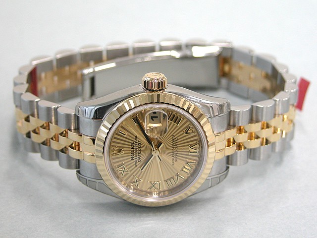 ロレックススーパーコピー ROLEX パーペチュアル デイトジャスト レディース 179173 シャンパンサンビームローマ
