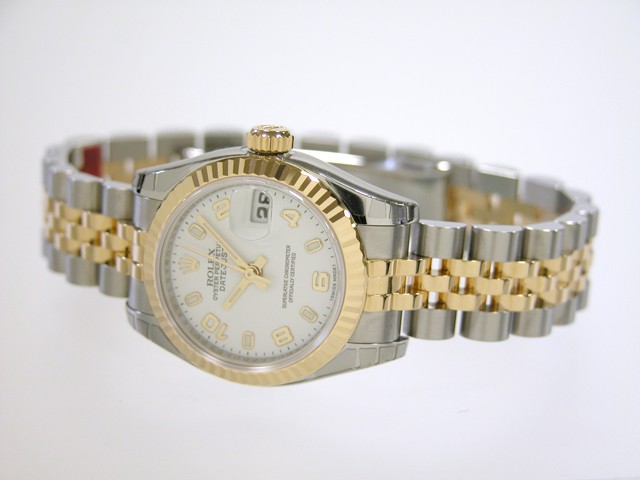 ロレックススーパーコピー ROLEX パーペチュアル デイトジャスト レディース 179173 ホワイト飛びアラビア
