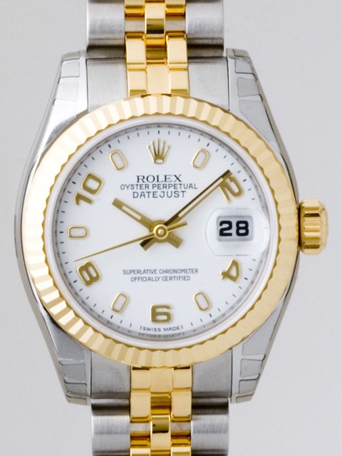 ロレックススーパーコピー ROLEX パーペチュアル デイトジャスト レディース 179173 ホワイト飛びアラビア