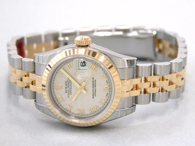 ロレックススーパーコピー ROLEX パーペチュアル デイトジャスト レディース 179173 アイボリーピラミッドローマ