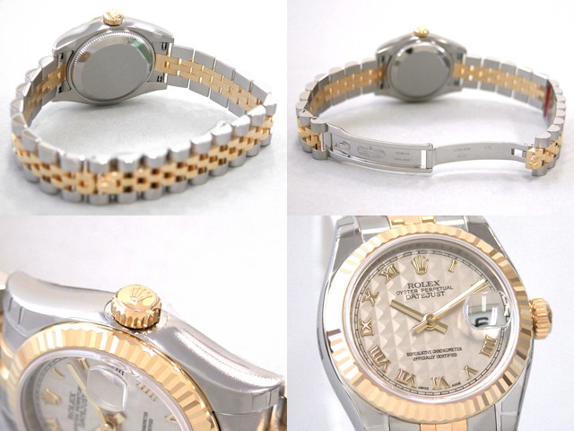 ロレックススーパーコピー ROLEX パーペチュアル デイトジャスト レディース 179173 アイボリーピラミッドローマ