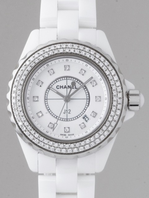 シャネルスーパーコピー j12 H1628 33mm ホワイトセラミックブレス 12Pダイヤ ベゼルダイヤアフター ホワイト