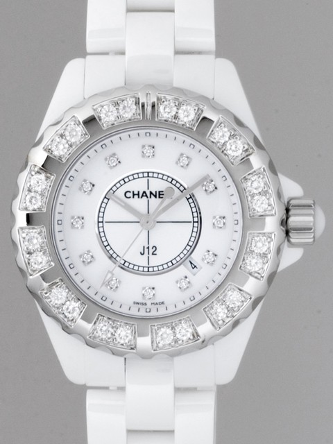 シャネルスーパーコピー j12 H1628 33mm ホワイトセラミックブレス 12Pダイヤ ベゼルラージ飛びダイヤアフター ホワイト