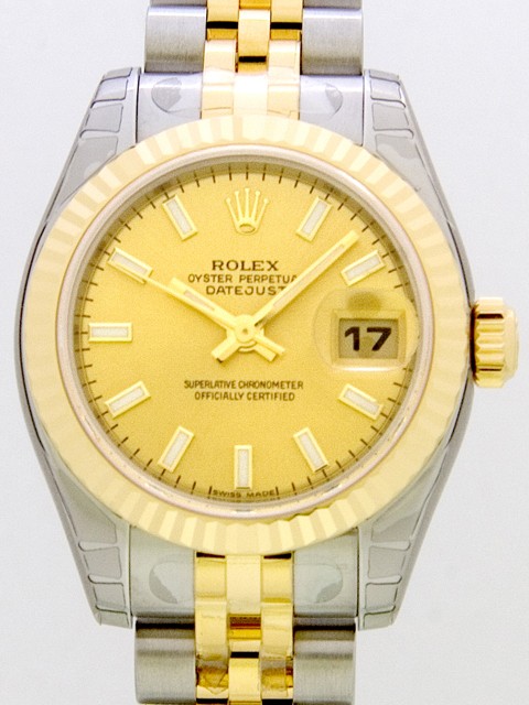 ロレックススーパーコピー ROLEX パーペチュアル デイトジャスト レディース 179173 シャンパンバー