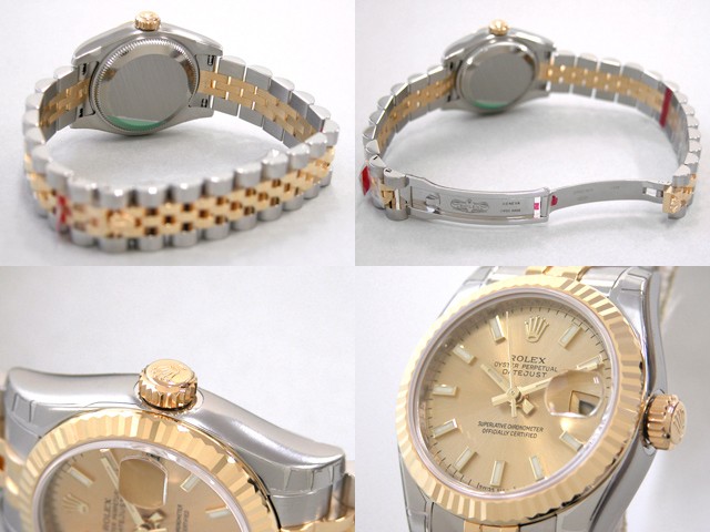 ロレックススーパーコピー ROLEX パーペチュアル デイトジャスト レディース 179173 シャンパンバー