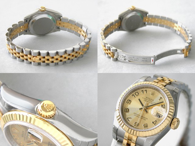 ロレックススーパーコピー ROLEX パーペチュアル デイトジャスト レディース 179173 シャンパンコンセントリックアラビア