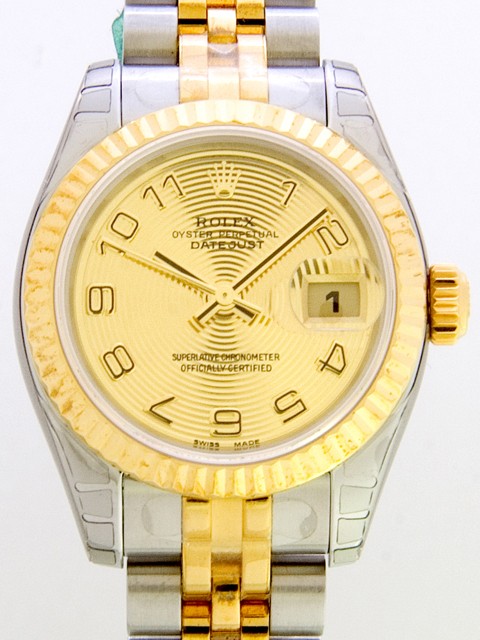 ロレックススーパーコピー ROLEX パーペチュアル デイトジャスト レディース 179173 シャンパンコンセントリックアラビア