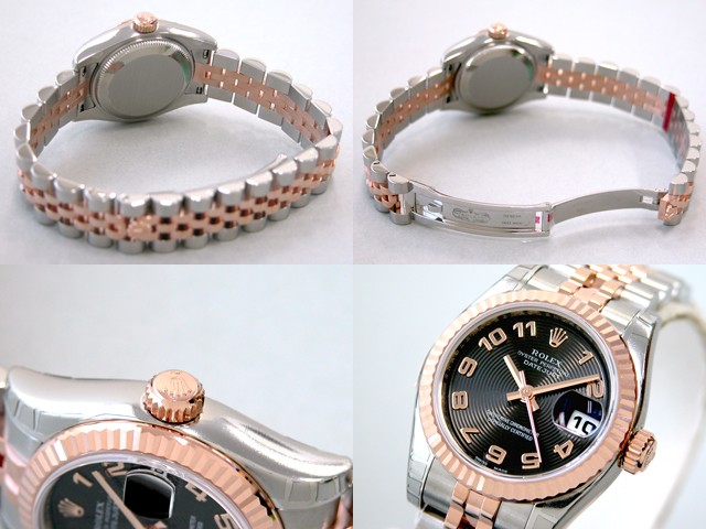 ロレックススーパーコピー ROLEX パーペチュアル デイトジャスト レディース 179171 ブラックコンセントリックアラビア