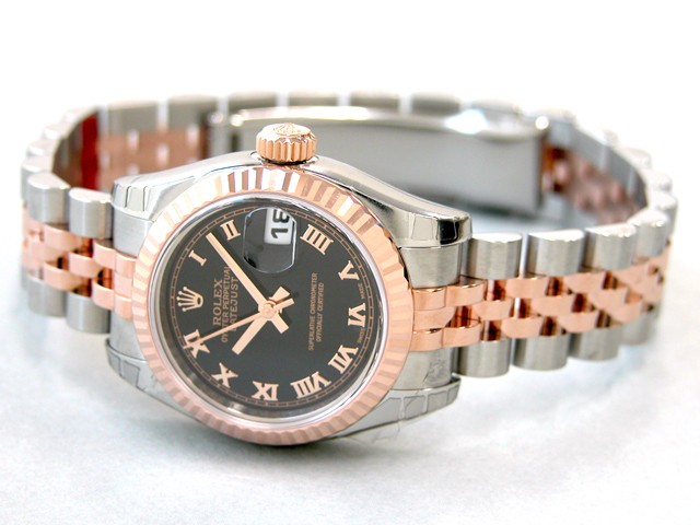 ロレックススーパーコピー ROLEX パーペチュアル デイトジャスト レディース 179171 ブラックローマ