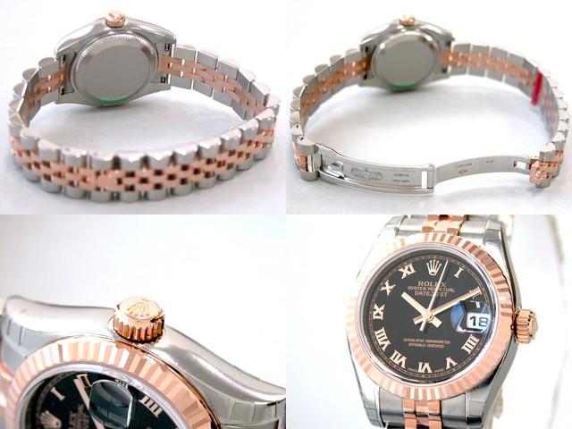 ロレックススーパーコピー ROLEX パーペチュアル デイトジャスト レディース 179171 ブラックローマ