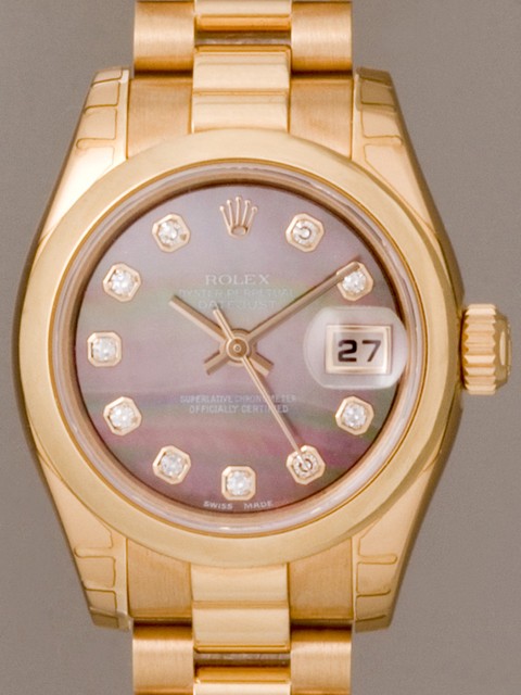 ロレックススーパーコピー ROLEX パーペチュアル デイトジャスト レディース 179165NG プレジデントブレス ブラックシェル