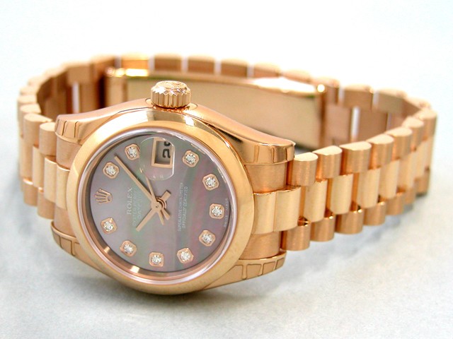 ロレックススーパーコピー ROLEX パーペチュアル デイトジャスト レディース 179165NG プレジデントブレス ブラックシェル