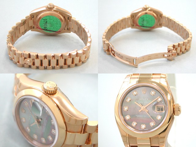 ロレックススーパーコピー ROLEX パーペチュアル デイトジャスト レディース 179165NG プレジデントブレス ブラックシェル