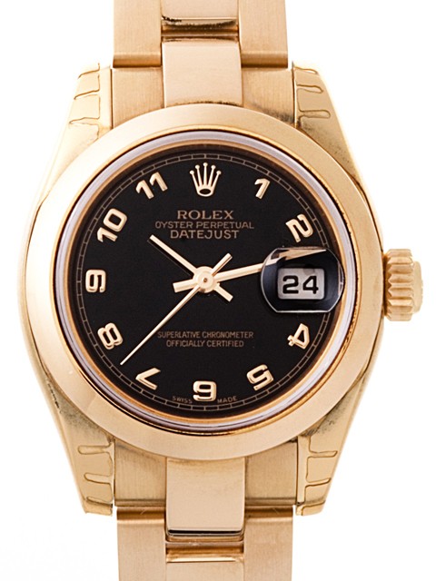 ロレックススーパーコピー ROLEX パーペチュアル デイトジャスト レディース 179165 プレジデントブレス ブラックアラビア