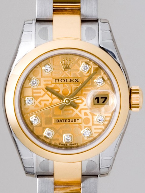 ロレックススーパーコピー ROLEX パーペチュアル デイトジャスト レディース 179163J オイスターブレス 10Pダイヤ シャンパンコンピューター