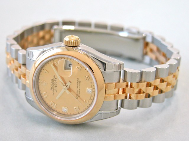 ロレックススーパーコピー ROLEX パーペチュアル デイトジャスト レディース 179163 2B ジュビリーブレス 2Pダイヤ ゴールドダストアラビア