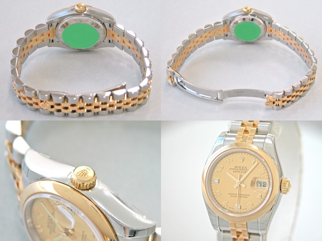 ロレックススーパーコピー ROLEX パーペチュアル デイトジャスト レディース 179163 2B ジュビリーブレス 2Pダイヤ ゴールドダストアラビア