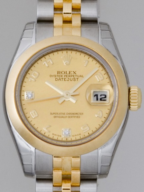 ロレックススーパーコピー ROLEX パーペチュアル デイトジャスト レディース 179163 2B ジュビリーブレス 2Pダイヤ ゴールドダストアラビア