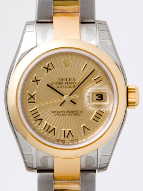 ロレックススーパーコピー ROLEX パーペチュアル デイトジャスト レディース 179163 オイスターブレス シャンパンサンビームローマ