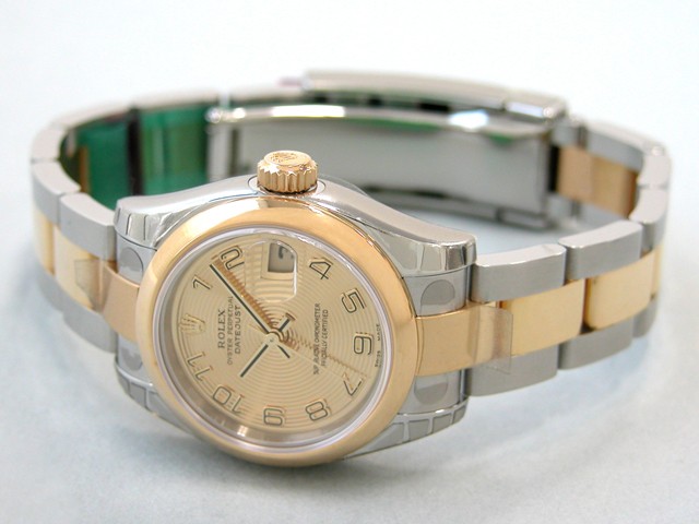 ロレックススーパーコピー ROLEX パーペチュアル デイトジャスト レディース 179163 オイスターブレス シャンパンコンセントリックアラビア