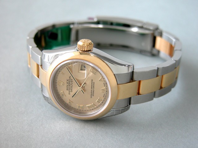 ロレックススーパーコピー ROLEX パーペチュアル デイトジャスト レディース 179163 オイスターブレス シャンパンローマ